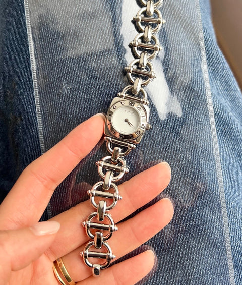9 - Gucci Horsebite White Dial 9 Links
