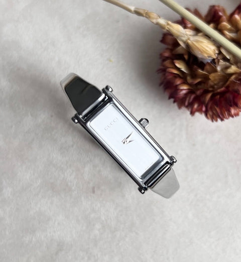 13 - Gucci Bangle Silver White Dial