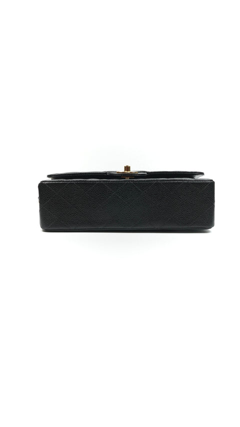 Hollis, 7 series small black caviar classic flap with seal and card