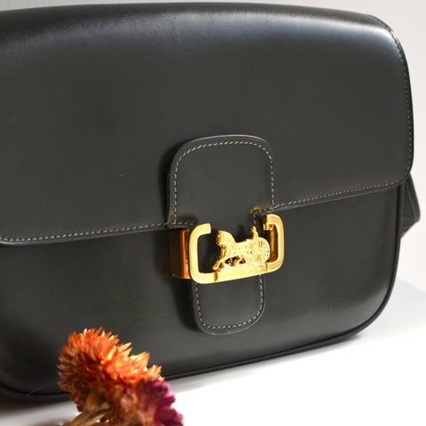 Alia vintage Celine horse carriage dark green box leather
