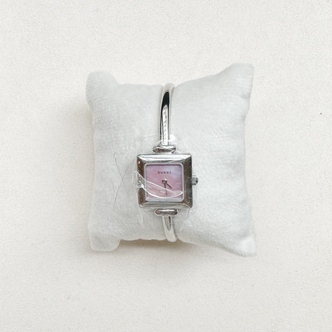P - GUCCI12 - Gucci Bangle Watch 1900L 12524392 SS QZ Pink MOP dial