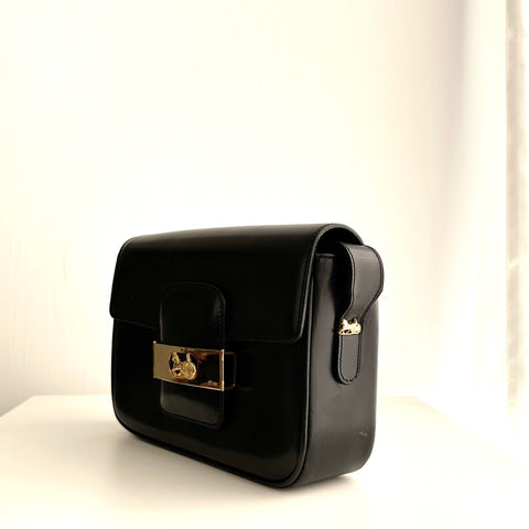 CEL14 Celine Navy Box Shoulder with Horse Carriage Grommets