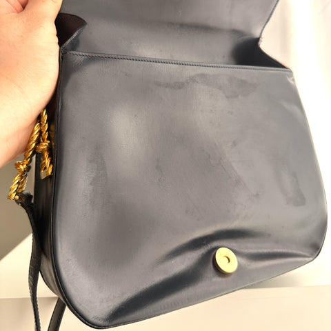 CEL13 Celine navy box shoulder bag