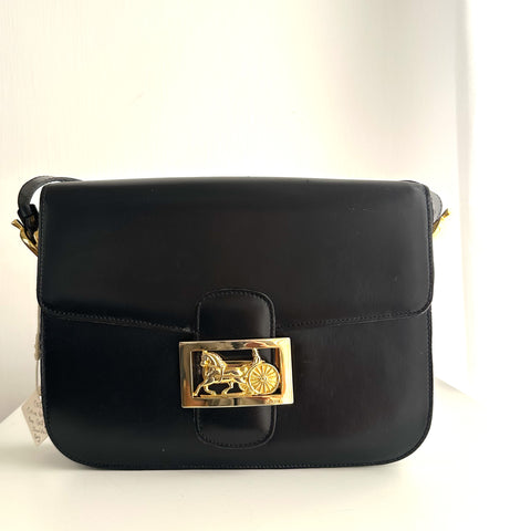 CEL15 Celine Black Box Calf Shoulder Bag