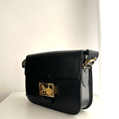 CEL15 Celine Black Box Calf Shoulder Bag