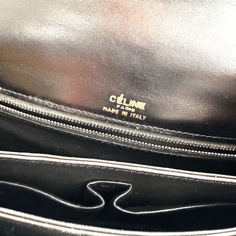 CEL15 Celine Black Box Calf Shoulder Bag