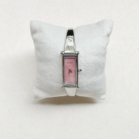 M - GUCCI9 - Gucci Bangle Watch 1500L 18347927 SS QZ (Pink MOP)