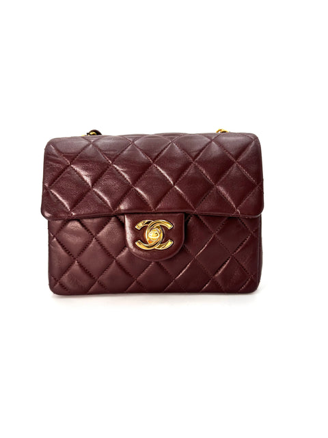 Amado, 3 series 17cm mini square bordeaux lambskin with seal and card