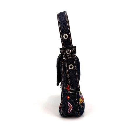 FENMBNVMD, Fendi Mamma Baguette Navy Blue Multicolored Denim