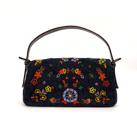 FENMBNVMD, Fendi Mamma Baguette Navy Blue Multicolored Denim