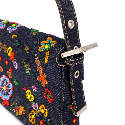 FENMBNVMD, Fendi Mamma Baguette Navy Blue Multicolored Denim