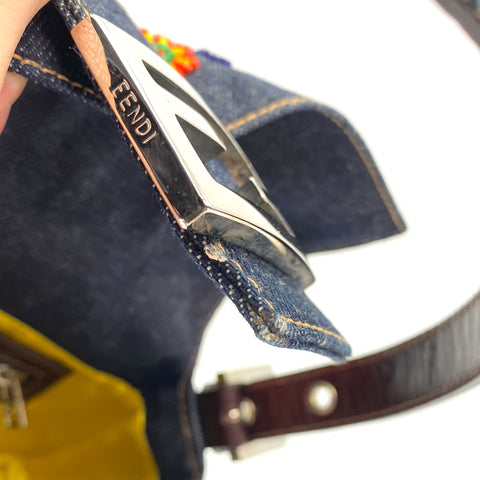 FENMBNVMD, Fendi Mamma Baguette Navy Blue Multicolored Denim