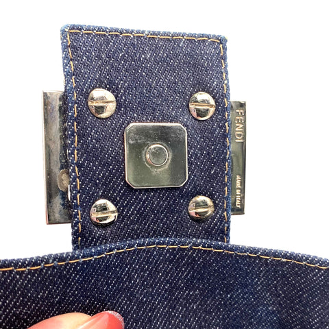 FENMBNVMD, Fendi Mamma Baguette Navy Blue Multicolored Denim